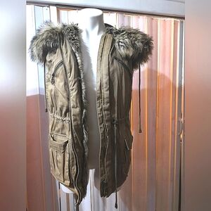 French Connection Faux Fur Trimmed Vest